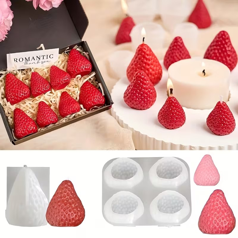 Soap Making Gifts - Cetakan Lilin Silikon Bentuk Stroberi untuk